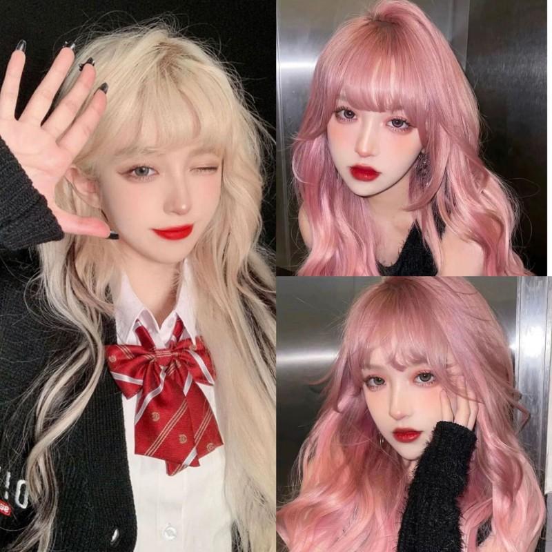 Japan South Korea Fashionable Natural Realistic High-temperature Silk Chemical Fiber Full Head Wig