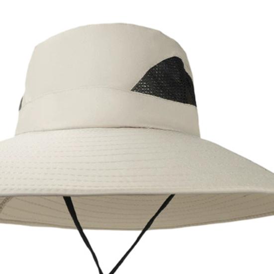 Bucket Hat Breathable Mesh Fabric Wide Brim Adjustable Fit UV Protection Hat Outdoor Activities Foldable Sun