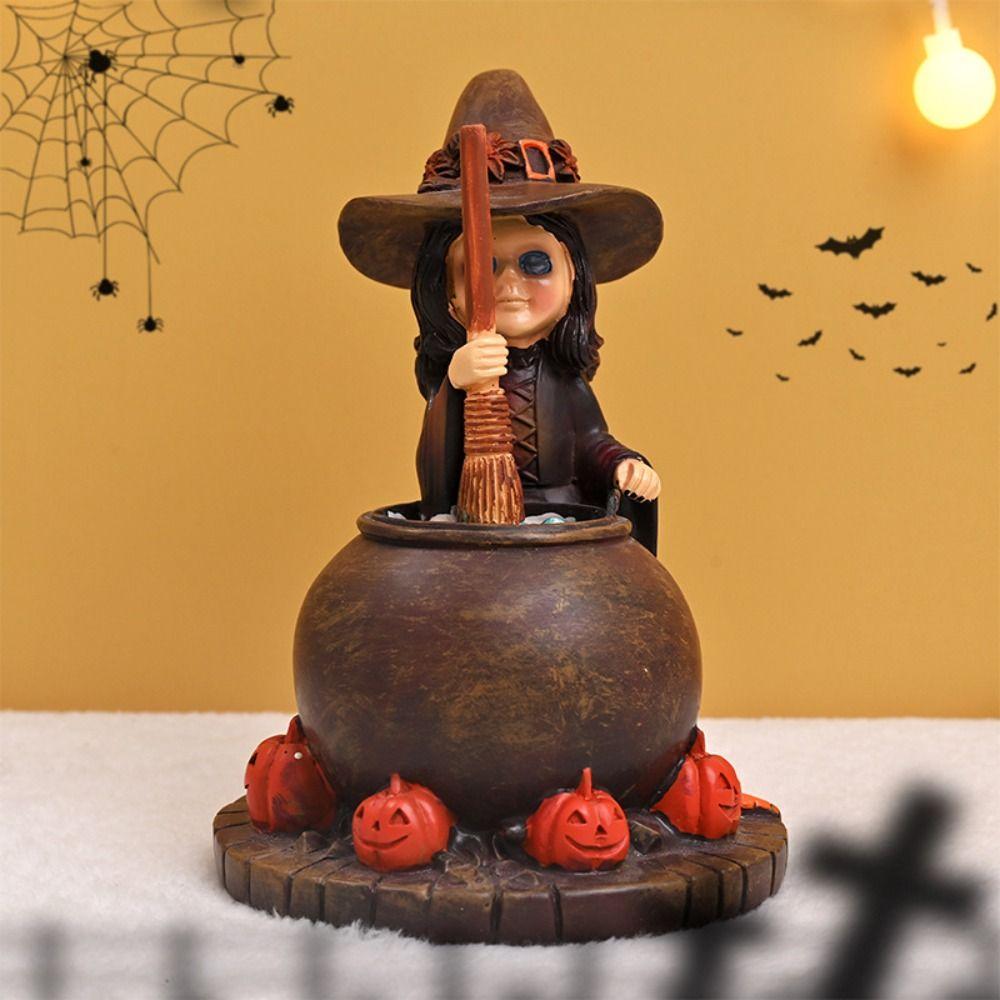 Scary Halloween Pumpkin Witch Statues Resin Happy Halloween Decoration  Halloween Party Decorations