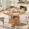 Tavolo da Pranzo Rotondo Estensibile 110-150x110x77,5 cm, Tavolo da Cucina per 2-8 Persone, Salvaspazio con Ripiano Integrato, Tavolo Moderno in Legno dall'Aspetto Naturale