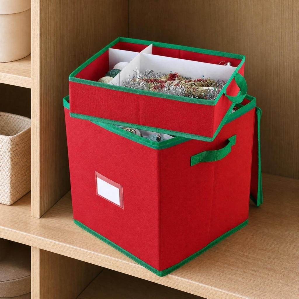Organizer Portable Christmas Decoration Storage Box with Dividers Lightweight