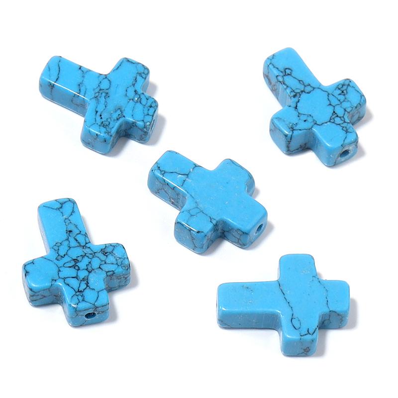 5uds/lote 12x16mm Forma de Cruz de Piedra Natural Colgantes de Cuentas Ágata Turquesa Jade Encantos Cuentas Para Pulsera DIY Pendientes Accesorios