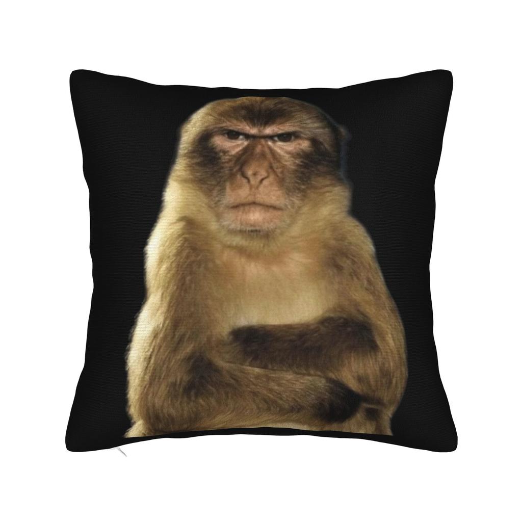 Federa per Cuscino Meme Scimmia Pensierosa Morbido Poliestere Copricuscino Copertina Cuscino Regalo per la Casa con Cerniera 18''