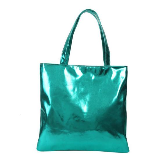 

Glossy Tote Bag Women Shiny Solid Color Shoulder Bag High Capacity Faux Leather Handbag for Date Street Party Shopping зелений