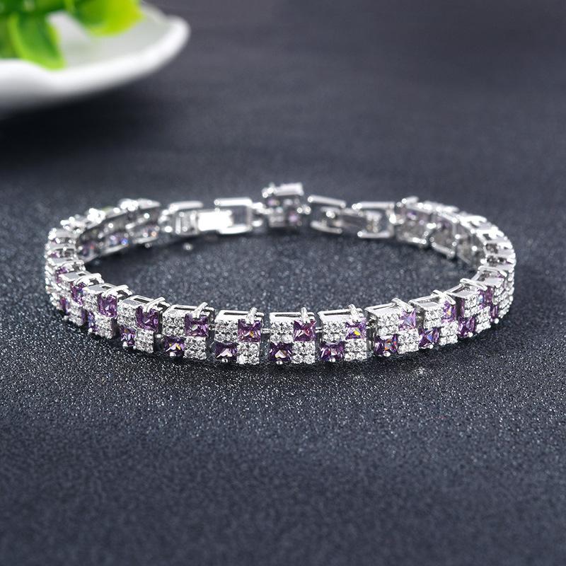Hip Hop Women'S Crystal Bracelet Polka Dot Zircon Color Jewelry Electroplating Jewelry Flash Tennis Bracelet