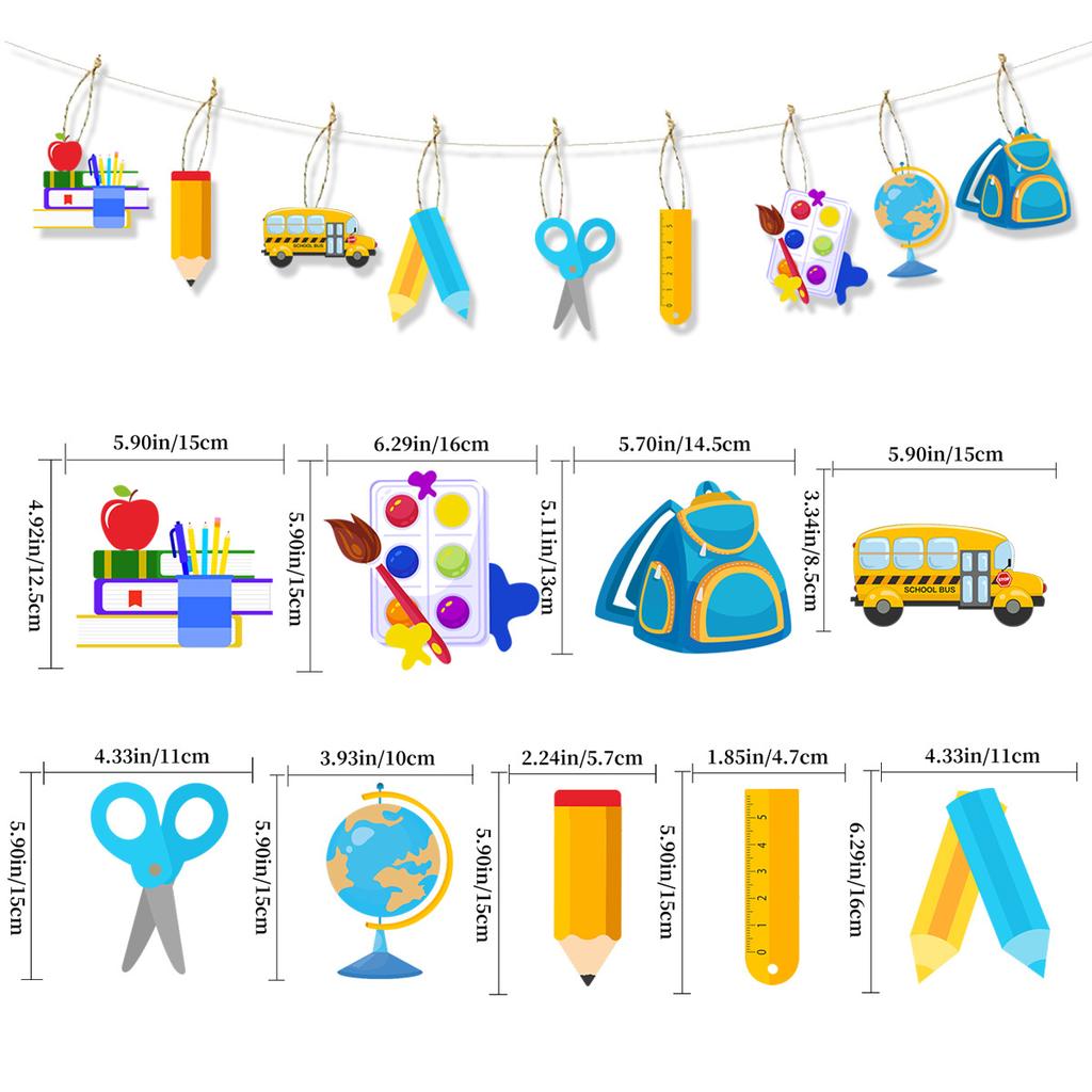 School Season School Kindergarten Classroom Party Decoration Pencil Ruler Drawing Board Hemp Rope Tag Customization
