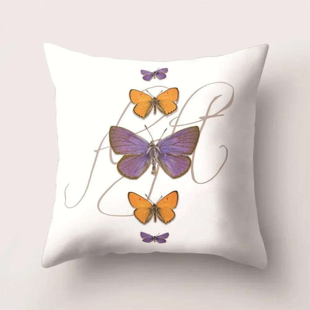 Home Decor Colorful Watercolor Butterflies Pillow Cover Pattern Cushion Cover Suitable For Sofa Bedroom Car Pillow Cover