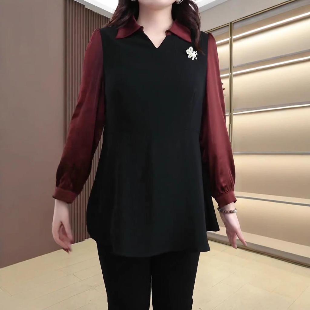Spring 2025 Plus Size Slimming Top for Middle-Aged Women