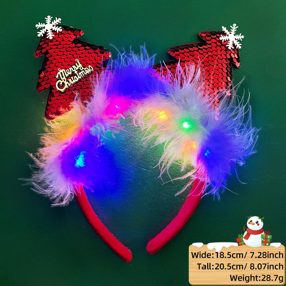 LED Christmas Antler Headband Reindeer Light Up Headband Luminous Hair Hoop Children Party Costume Cute Xmas Decoration 2024
