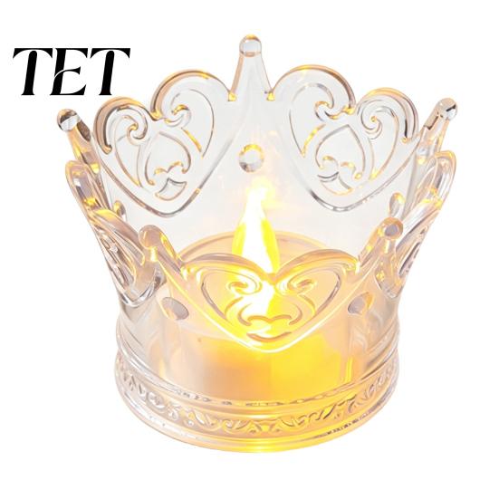 Jewelry Storage Box Crown LED Tea Light, Flameless Faux Crystal Candle Night Birthday Party Supplies Romantic Wedding Decor, Creative Gift for
