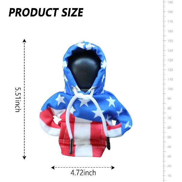 Car Gear Shift Cover with US Flag Design,Fashionable Gear Shift Hoodie for Shifter Knobs,Universal Car Interior Accessories Funny Car Shift Knob