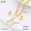 Stainless Steel Gold Flower Set Women 4pcs Necklace Earrings Bracelet Ring Cubic Zirconia Luxury Wedding Party Anniversary Gift
