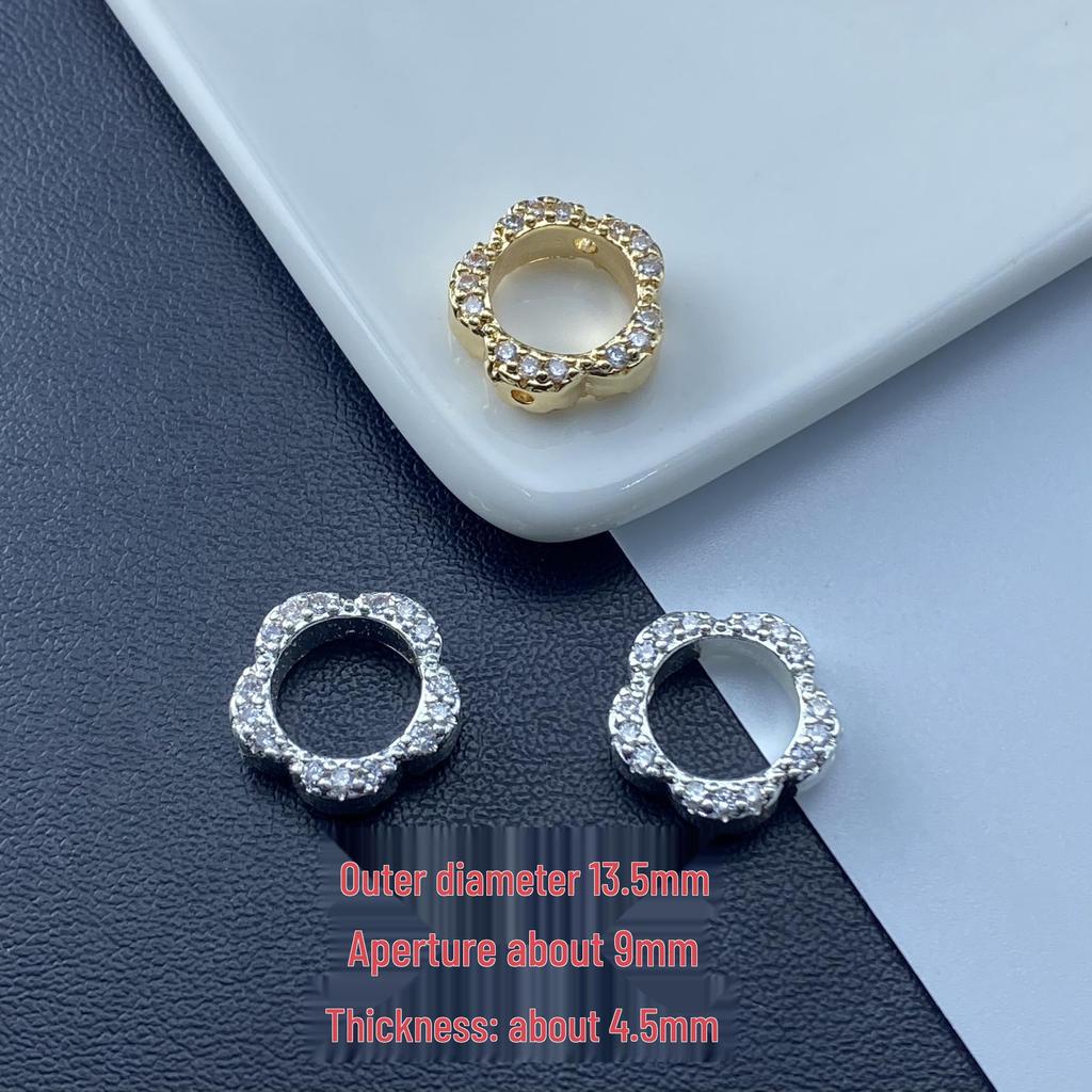 Double-Sided Zircon Plum Blossom Bead Ring Spacer – Crystal Color Retention Beading Accessory