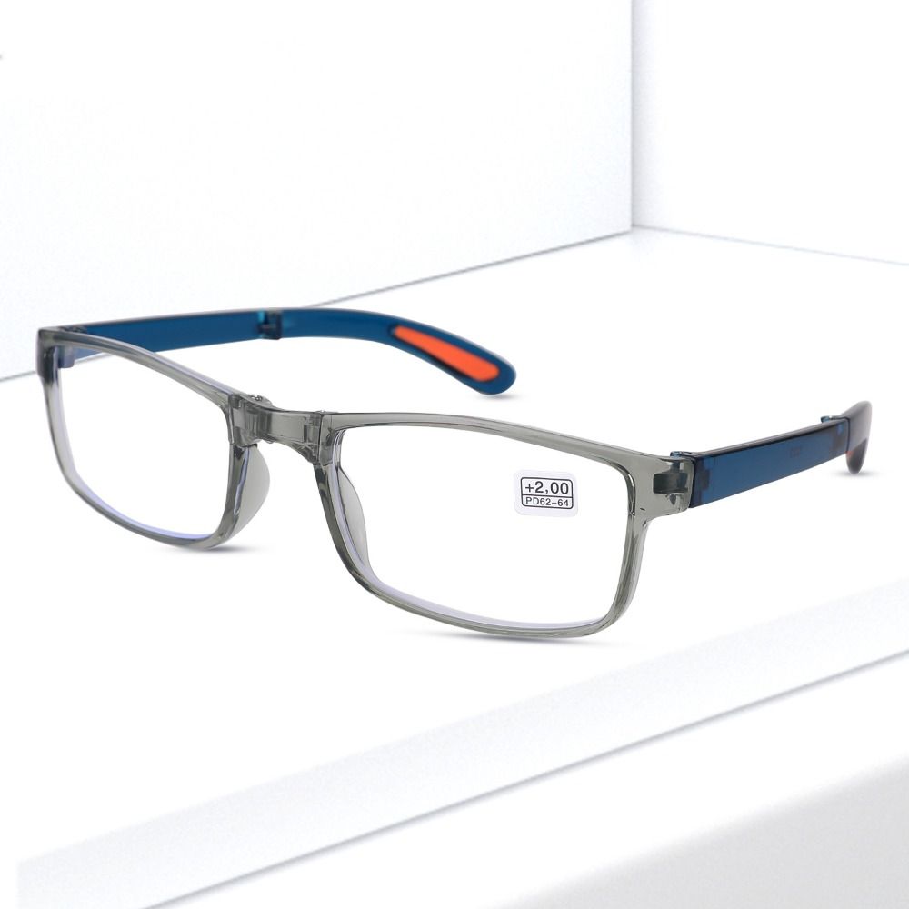 Square Frame Business Eyeglasses Blue+Grey Eye Protection Vintage Vision Care Men Women