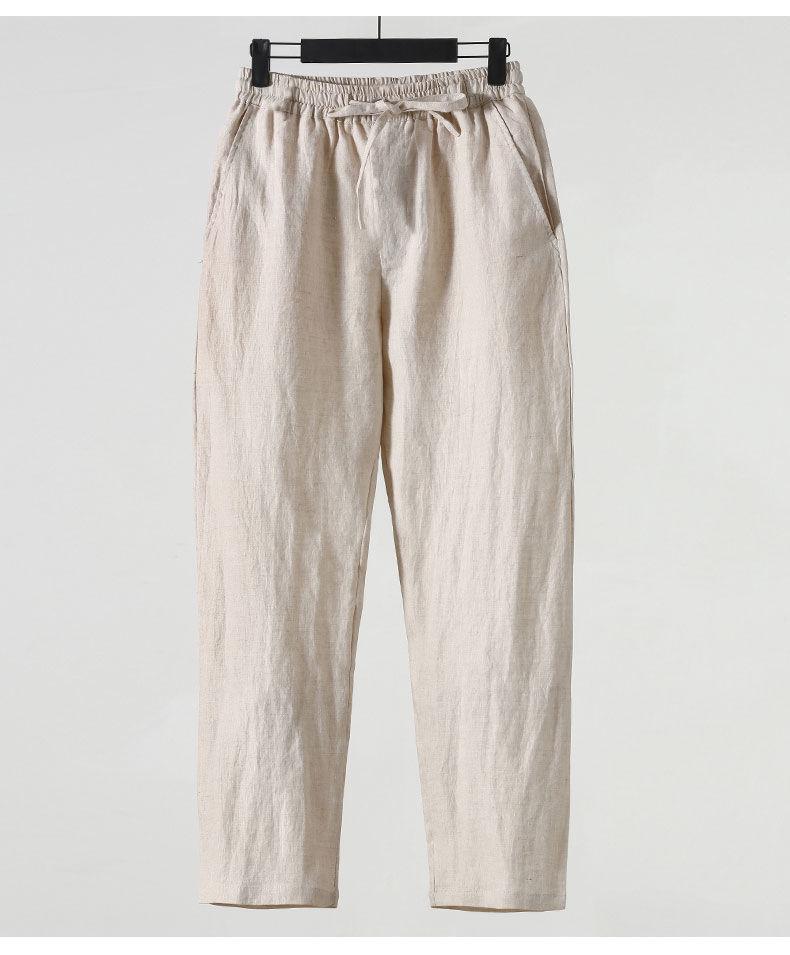 Men's Casual Loose-Fit Nine-Point Cotton and Linen Pants - Chinese Style Summer Wear