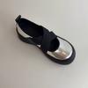 Sheepskin version~ platform sports cross strap Mary Jane small leather shoes round head ballet shoes women's shallow mouth retro single shoes