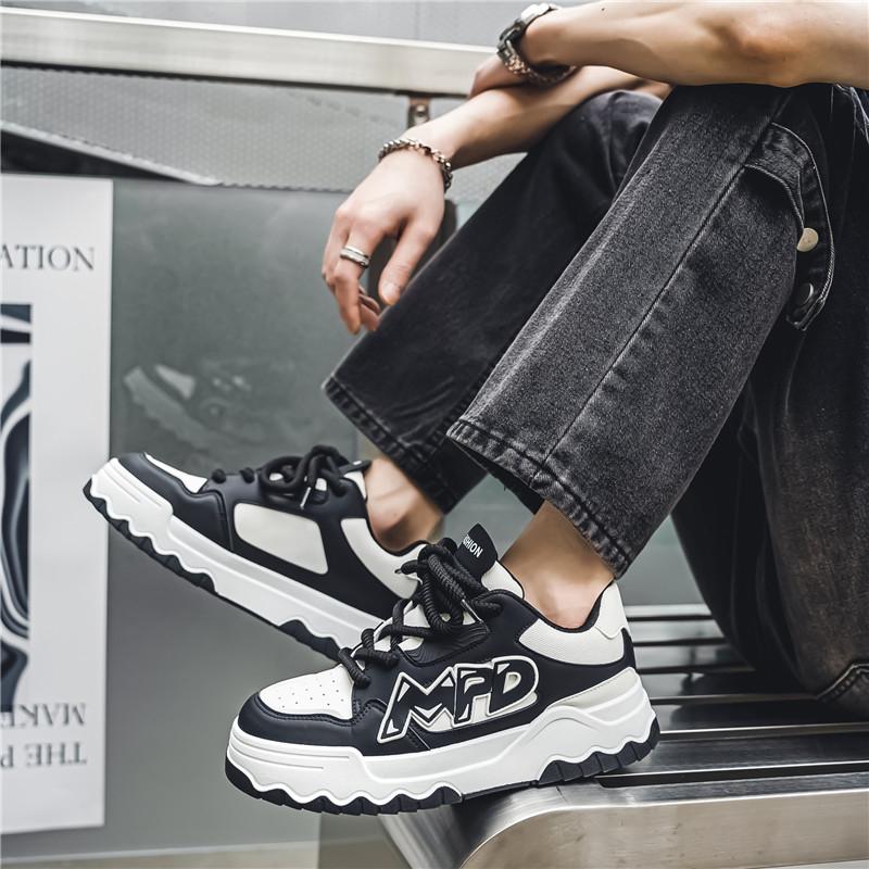 Men's Run Sneaker Thick-soled Youth Casual Cricket Shoes Male Fashion Trend Board Comfort Skateboard Shoes Outdoor Walking Shoe