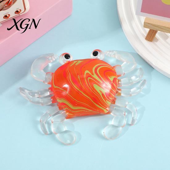 Decompression Toy Crab Squeeze Slow-Rising TPR Fidget for Stress Relief Elastic Pinch Cute Transparent Claws Portable Gadget Kids Adults