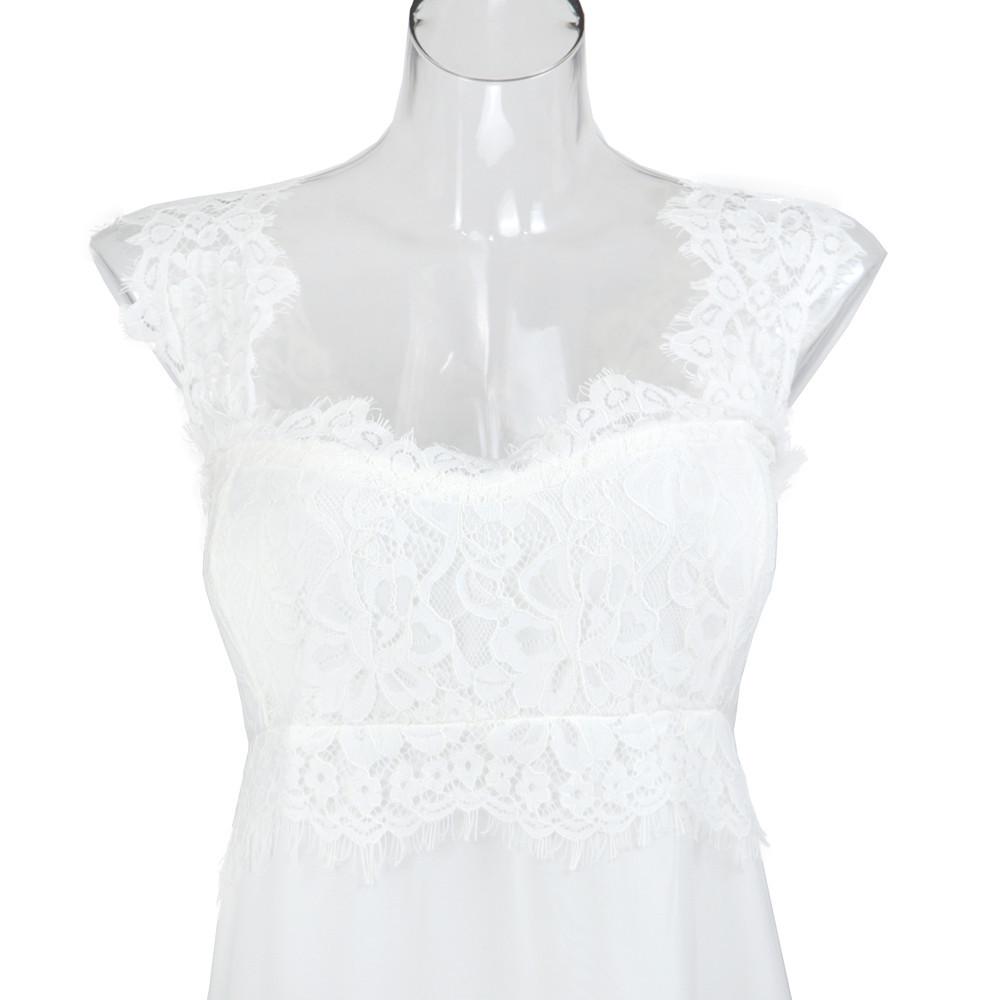 Elegantes Weißes Spitzen-Chiffon-Hochzeitskleid für Damen Süßer Herz-Ausschnitt Ärmellos Rückenfrei Empire-Taille Bodenlang Brautkleid mit Schleppe Neu