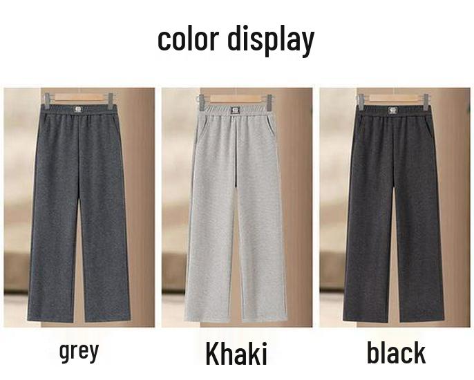 Mom's Warm Velvet Trousers: Elastic Waist, Thick Straight Leg, Spring & Autumn Style for Middle-Aged and Elderly Women