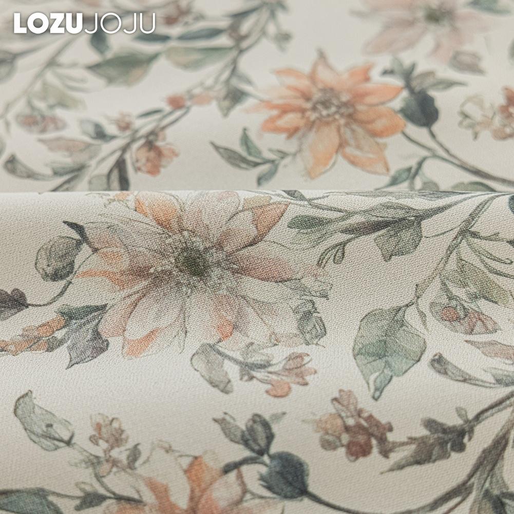 1PC LOZUJOJU Romantic French Countryside Floral Curtains with Lace Blackout Curtains for Bedroom Living Room Home Decor