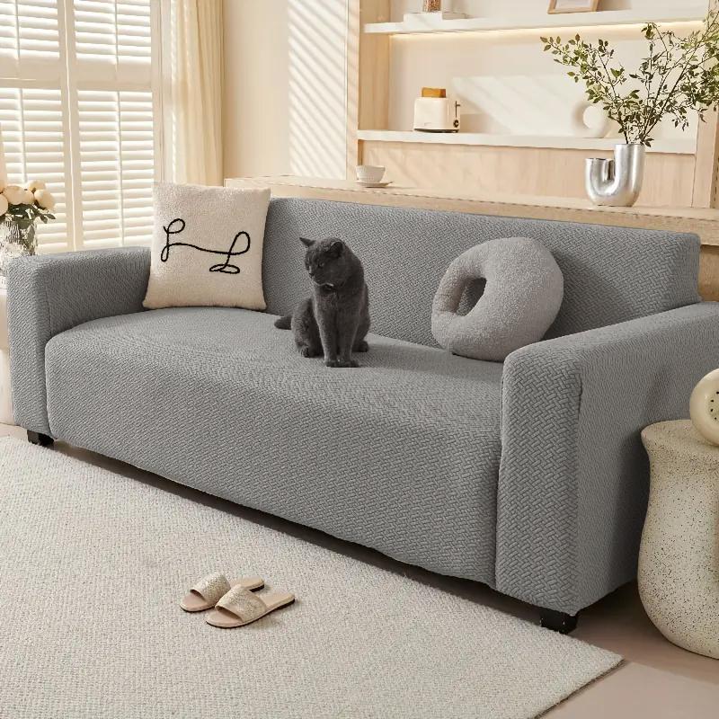 

1/2/3/4Seater Sofa Cover Jacquard Thick Couch Cover Elastic All-Inclusive Stretch L-shaped Corner Sofa Slipcovers 1 Seater 90-140 cm сірий