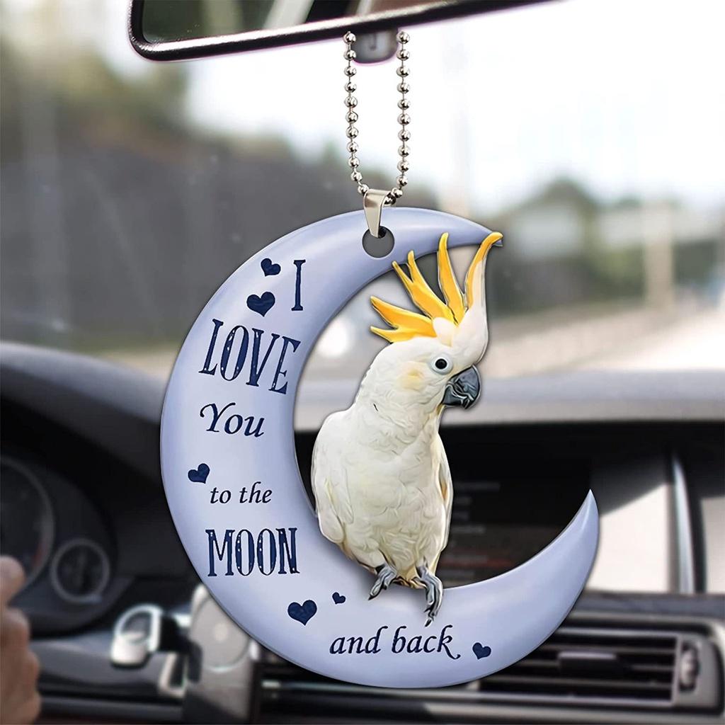 Creative Acrylic Pet Dog Car Rearview Mirror Accessories Pendant Decoration Moon-shaped Christmas Tree Ornament