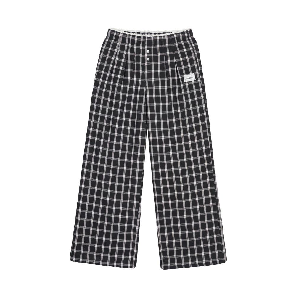 HeyHenry Women s Plaid Lace Casual Pants - Loose, Versatile, Elastic Waist Small чёрный