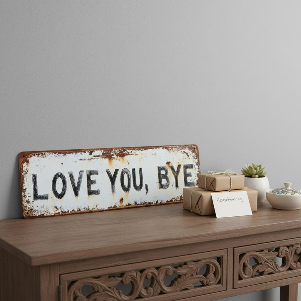 Love You Bye Retro Metal Wall Plaque Wear Resist Metal Sign Decoration Vintage Metal Wall Sign Gift for Couple/Family/Roommate