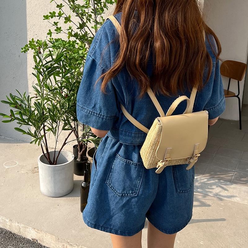 IELGY Женский соломенный рюкзак нишевого дизайна бежевый — фото 7