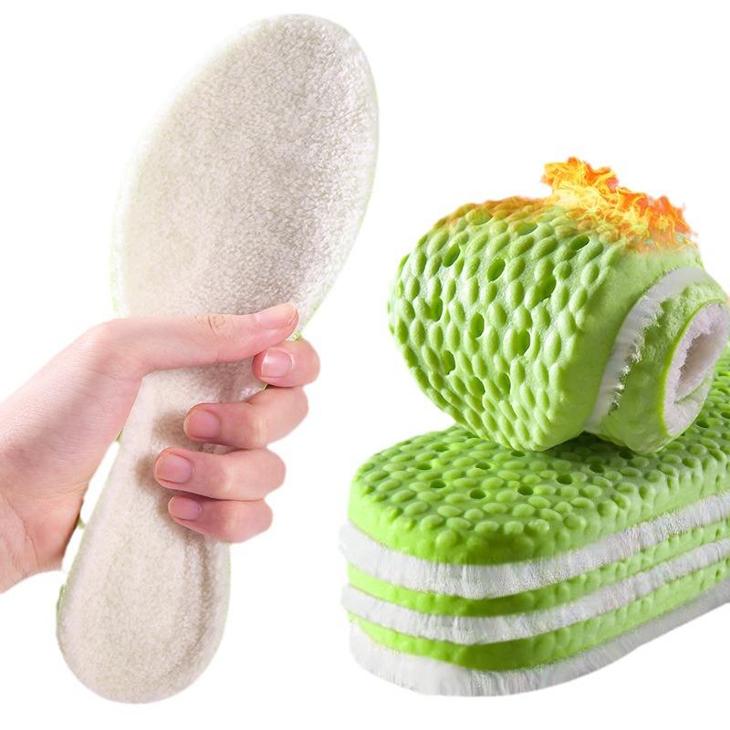 PU Winter Step-On-Comfort: Men's & Women's Velvet-Lined Wool Insole with Sweat-Absorbing Mugwort and Sports Shock Absorption