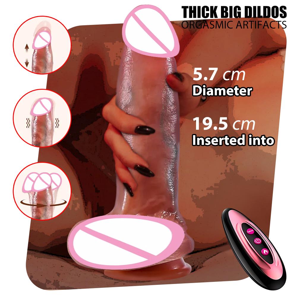 Thick Big Dildocc Penis Control Telescopic Vibrator Realistic G-spot Vagina Masturbation Erotic Cock Sex Toys Sex Machines Gay