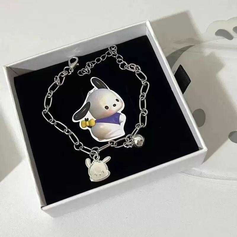 Pochacco Bell Bracelet for Female Students, Sweet and Cute Girlfriends, Heart-shaped Hand Jewelry, Unique Design, Birthday Gift