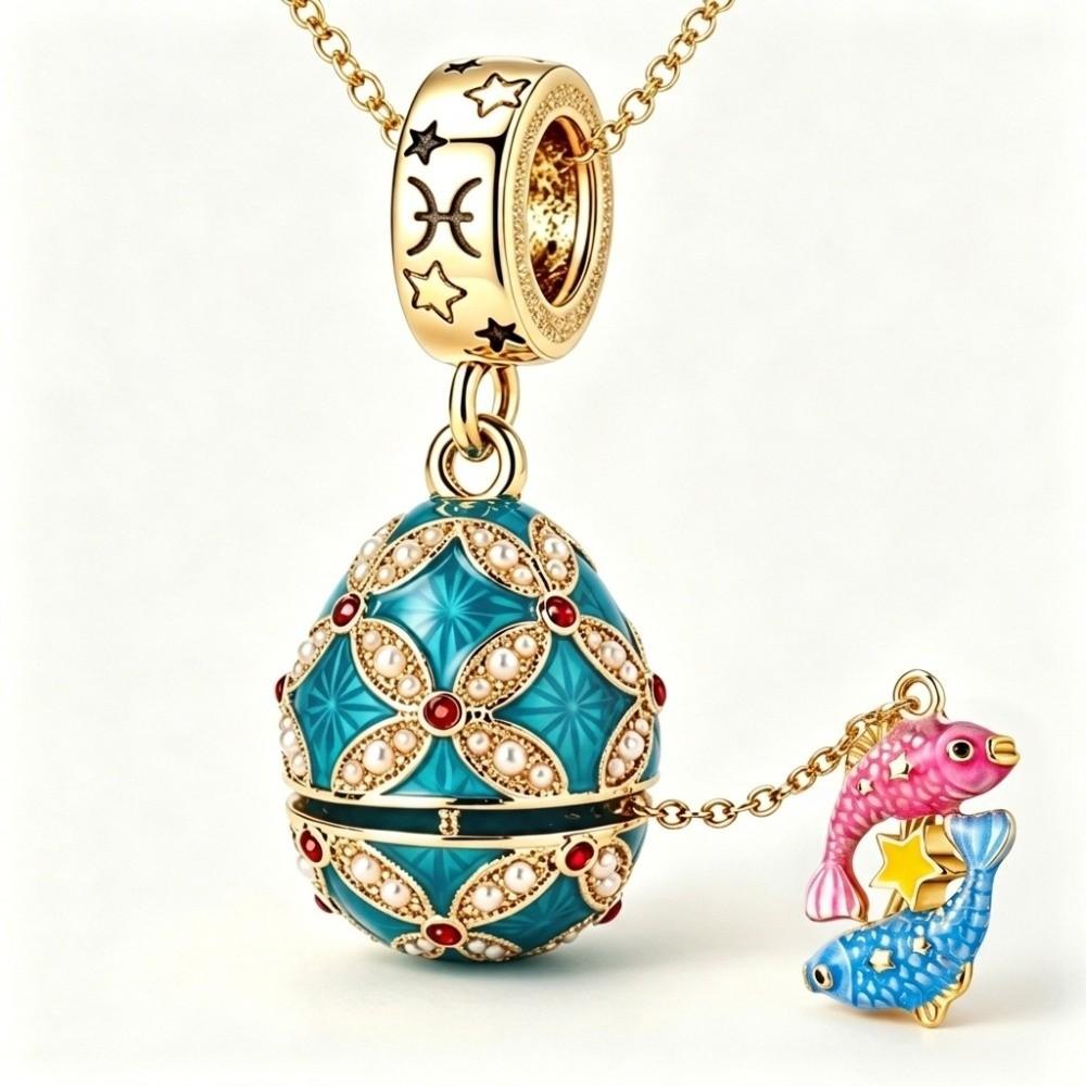 Hollow Locket Russian Egg Necklace New Chinese Style Openable Egg Pendant Women