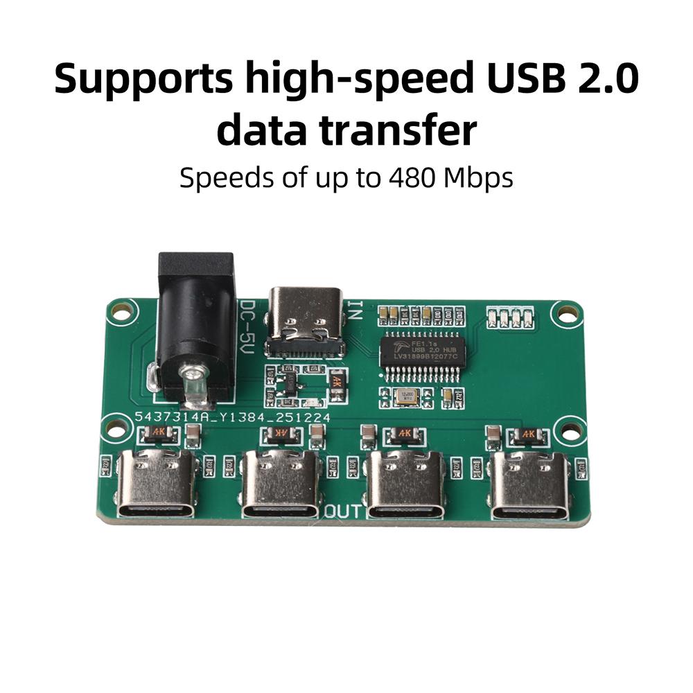 DC 1V USB1.1 HUB Module 1 to 1 Port Splitter Type-C Input 181Mbps High Speed Transmission USB Splitter Board Overcurrent Protect