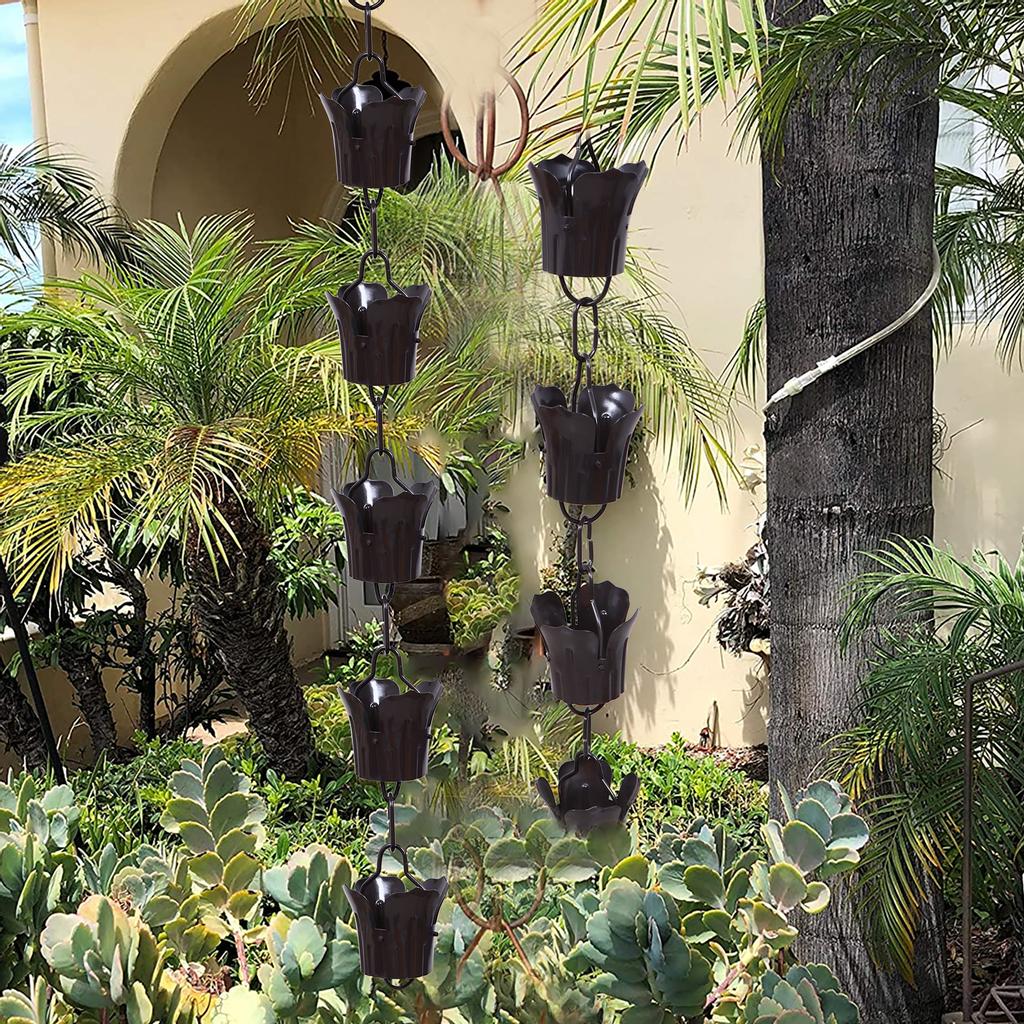 1M Elegant Rain Chain Large Petal Design Weatherproof Long-Lasting Rainwater Diverting Chain for House Gutter
