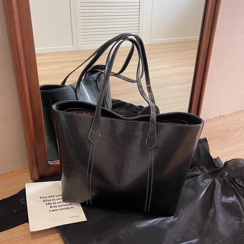 Premium sense large capacity tote bag women's new popular versatile shoulder bag retro commuter bag