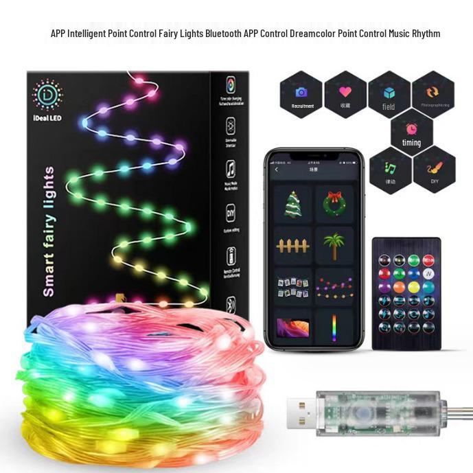 

Dreamcolor LED Smart Light String with Bluetooth Music Control for Outdoor Holiday Decor LED LAMP controller + 40 key remote