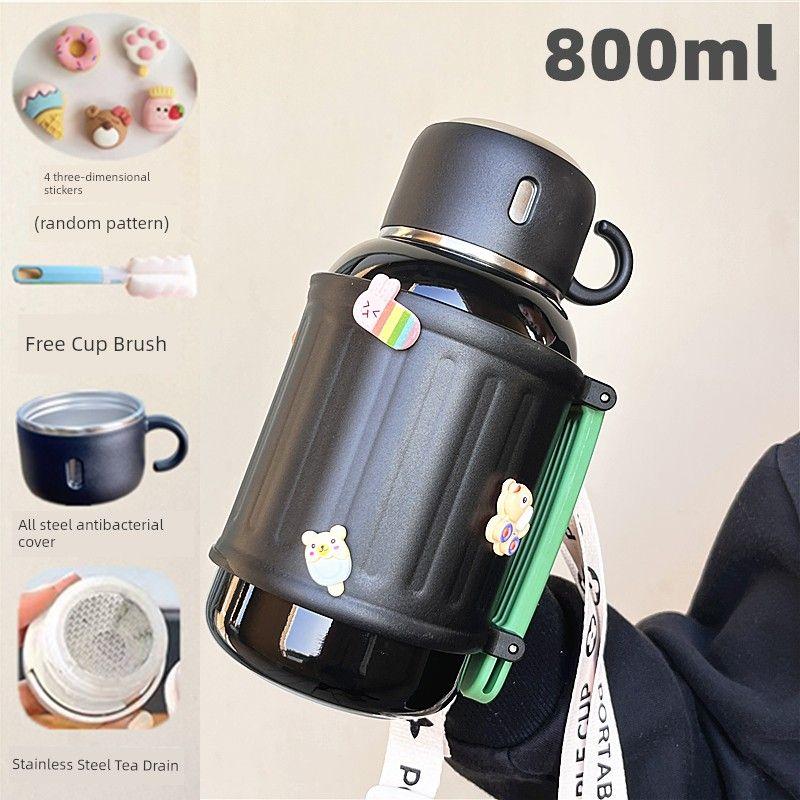 

Large-Capacity Thermos Cup for Men and Women, High-Looking 2025 New Model Travel Kettle, Outdoor Hot Water Bottle, Super Long-Lasting 24 Hours Yaohei 800ml + Strap [Free Cup Brush 3D Sticker]