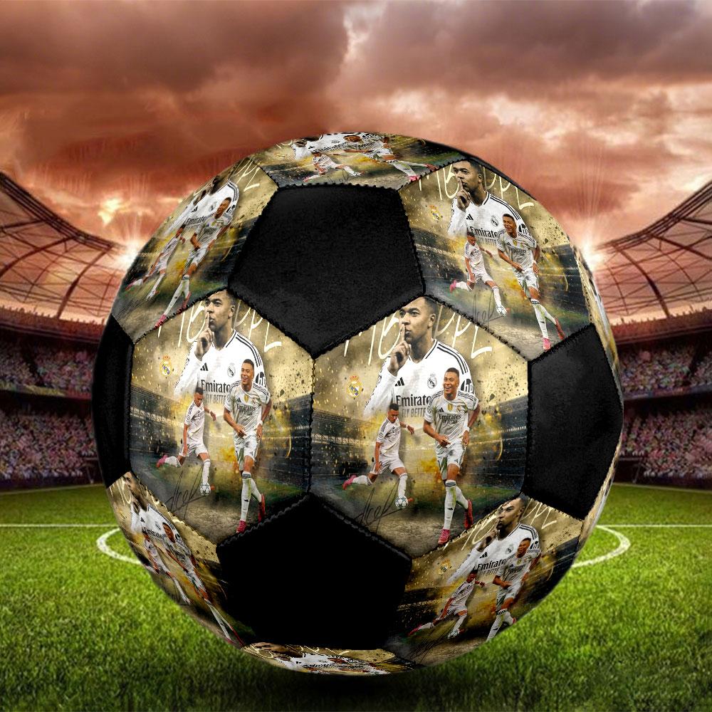 1PC Vintage Mbappé Moments Size 5 Soccer Ball PrahaIndoor Soccer Ball Colorful All Ages Machine Stitched PVC Competition Ready Durable High-Bounce