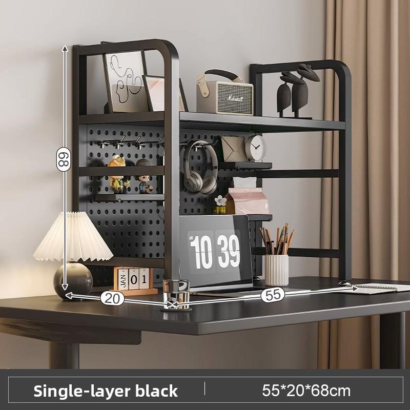 Multi-Layer Desktop Hole Board Storage Rack Stand up Computer Desk Organizer Student Dormitory Bookcase Horizontal Shelf Holder