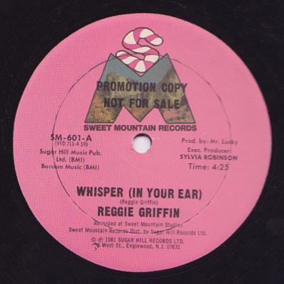

12inch Record REGGIE GRIFFIN Whisper In Your Ear B Mice Elf SM601 Sweet Mountain 1981 US SoulFunk Used