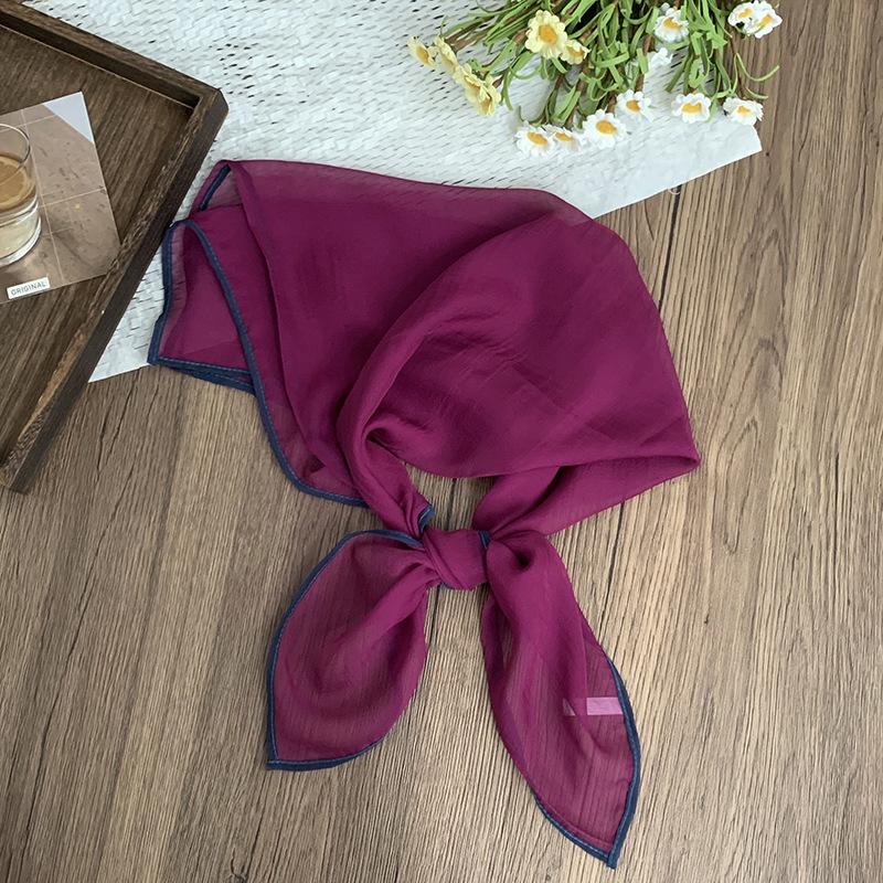 Silk scarf square scarf high-end summer solid color soft fashion scarf with shirt thin scarf scarf shawl