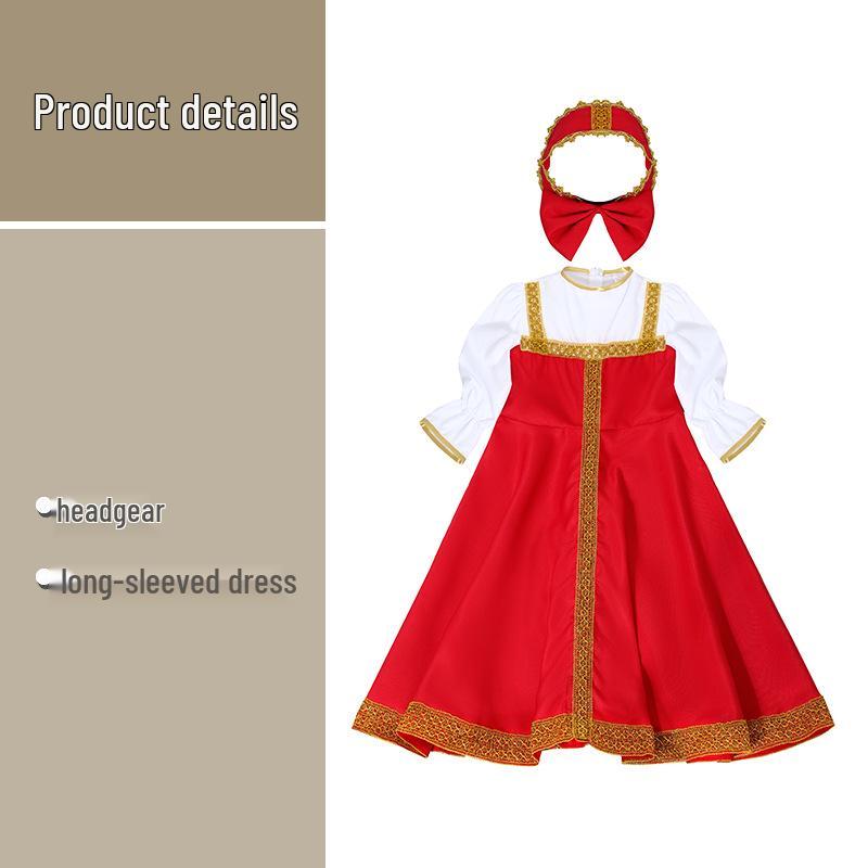 Halloween Traditional Russian Costume for Girl - Kids' Party & Carnival Performance Outfit