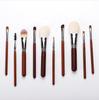10 Pcs Luxury Chocolate SpotSale Makeup Brush Set Professional Goat Hair Fluffy Facial Brush Private Label Kit  Factory