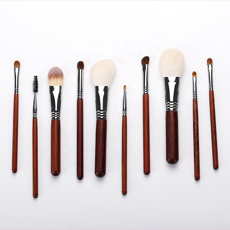 10 Pcs Luxury Chocolate SpotSale Makeup Brush Set Professional Goat Hair Fluffy Facial Brush Private Label Kit  Factory