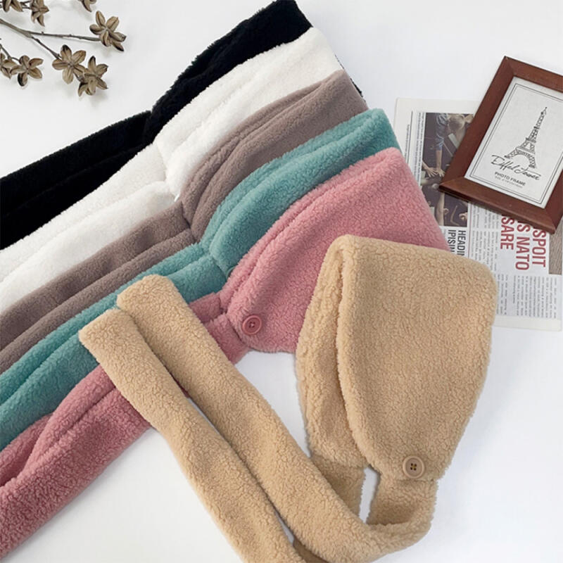 Women s Button Earmuff Pastel Dumble Hat C6581_Black