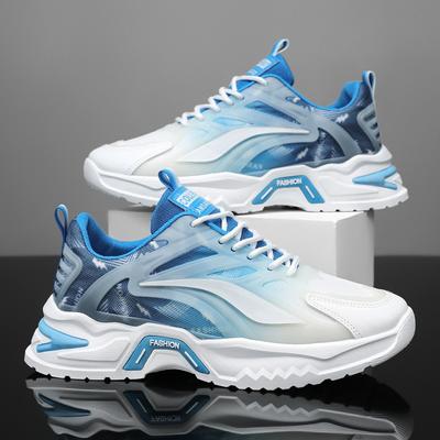 Letnie męskie buty oddychające z siateczki sportowe buty męskie trendy wszystkie pasujące grube podeszwy do biegania buty casualowe buty daddy męskie