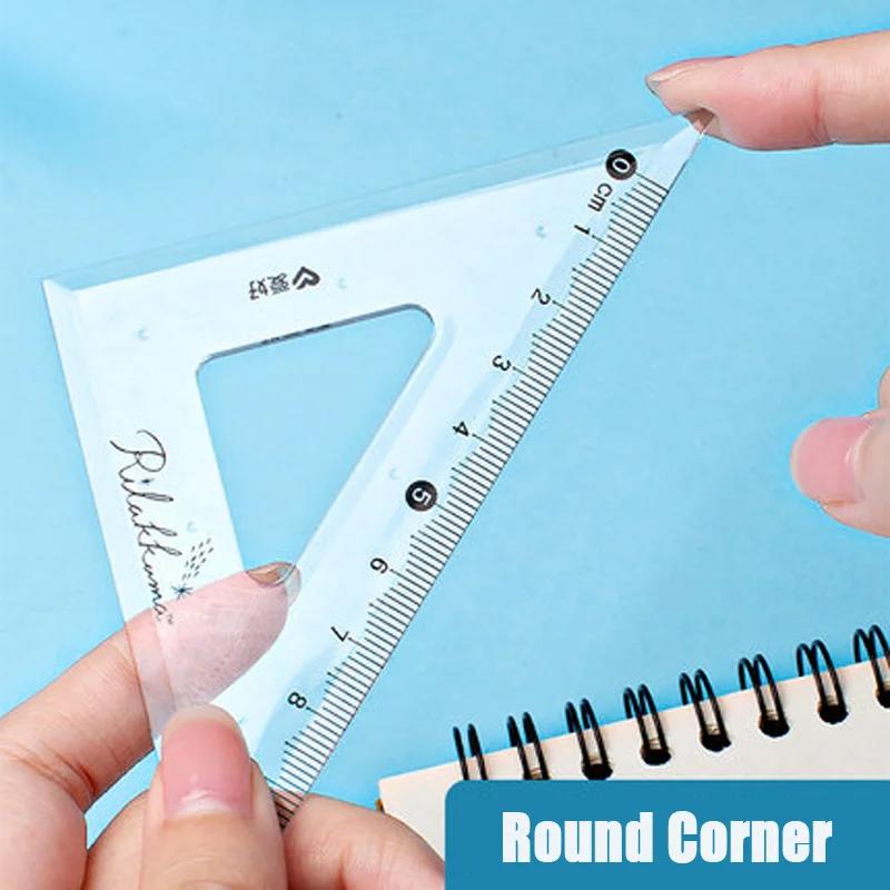 4pcs/set Aihao Lb00494 Rilakkuma Ruler Set Plastic Geometry Maths Square Drawing Compass Stationery Angle Rulers For School