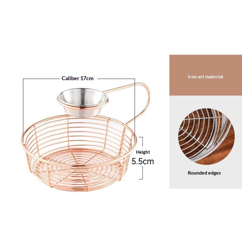 

Creative Snack Plate Basket Hanging Sauce Cup Basket Bar Dim Sum Fried Chicken Wings Bread Basket Chicken Plate рожевий колір золота